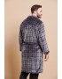 Men's Midi  Robe Fleece Rafael A5326, GREY-DARK BLUE